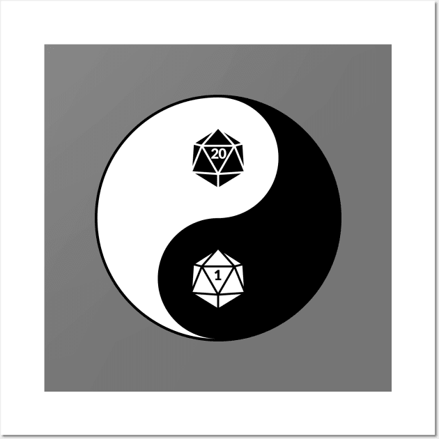 Yin Yang D&D Dungeons and Dragons Dice d20 Wall Art by natural20shirts